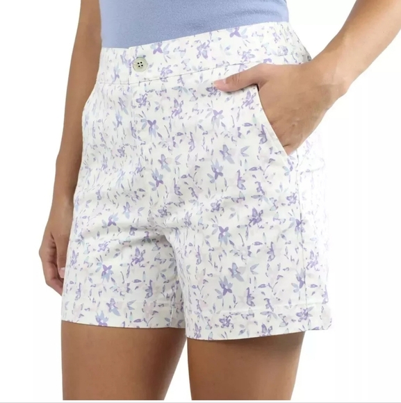 JACHS Girlfriend Purple and White Bermudas Casual Shorts Size L - Picture 1 of 12